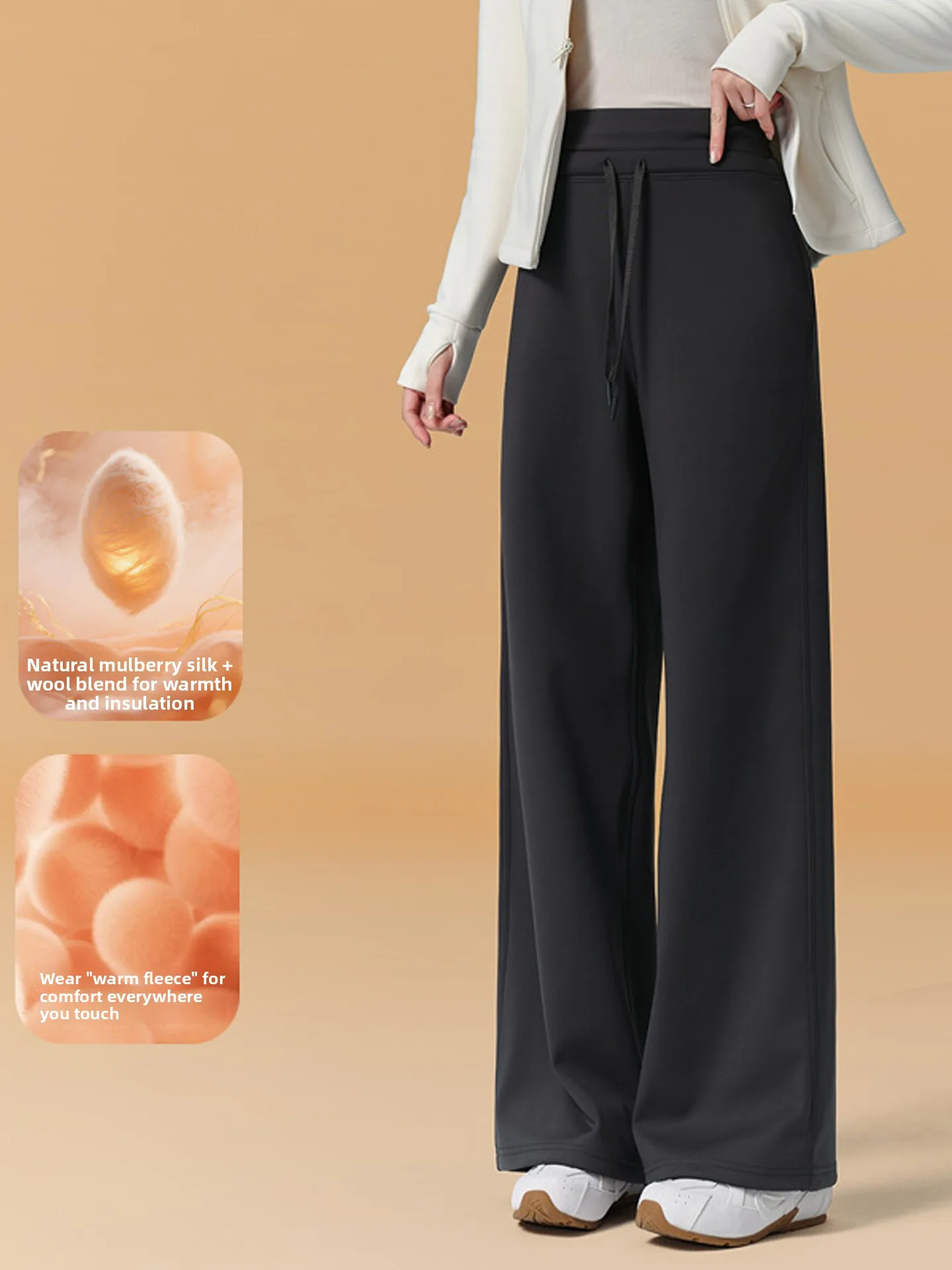 

Ay Fce Lined Thi, прямые брюки для йоги из овчины, женская теплая зимняя верхняя одежда с высокой талией, широкие брюки Bot