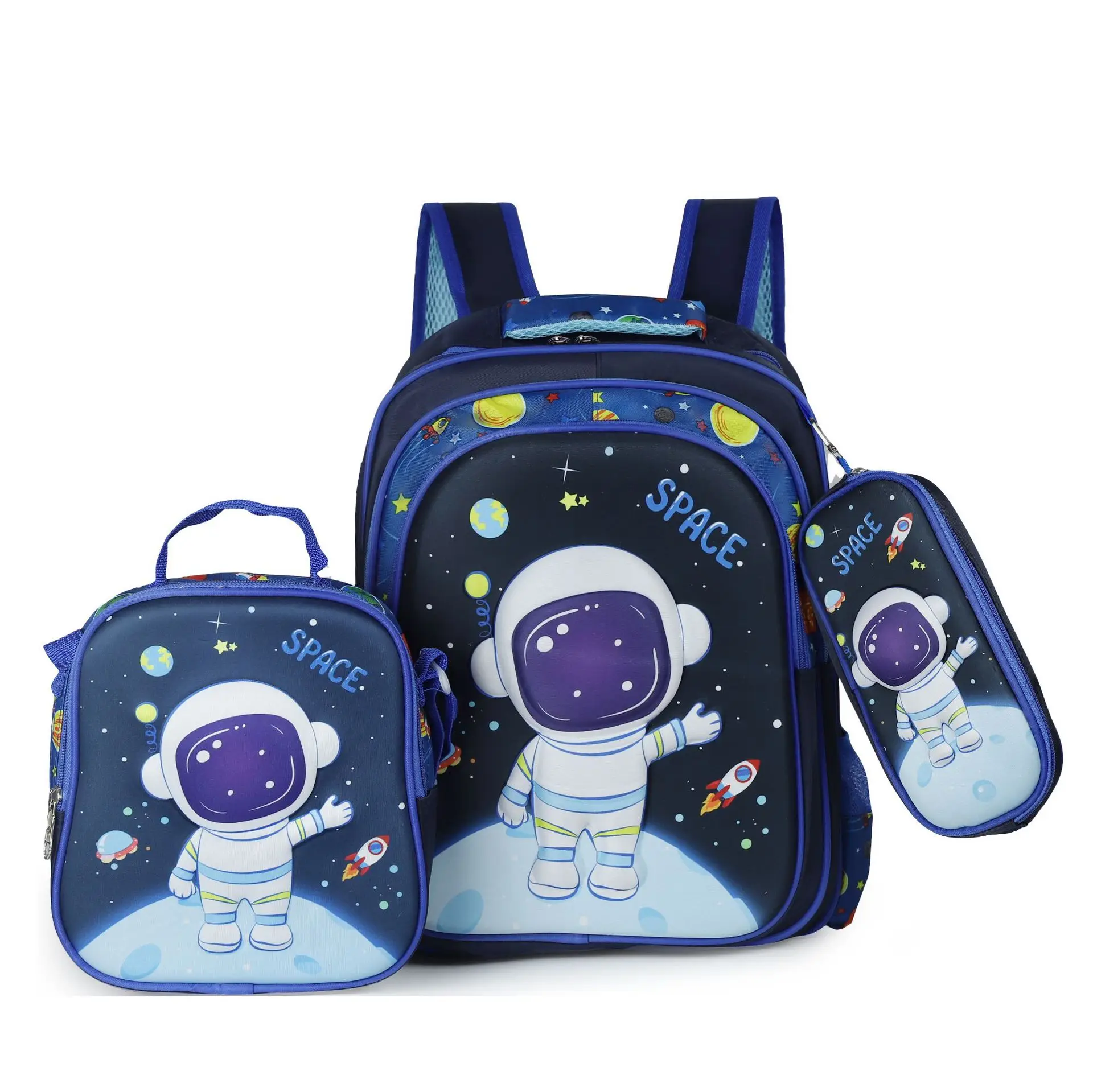 Boys and girls, student backpack, meal bag, pencil case, three piece set, waterproof, lightweight cartoon backpack 41cm*30cm