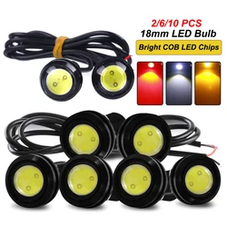 2/6/10 Car DRL LED Bulbs Signal Lights COB 12V 7000K White 18MM Eagle Eye Daytime Running Lights Backup Fog DRL Styling Lamps