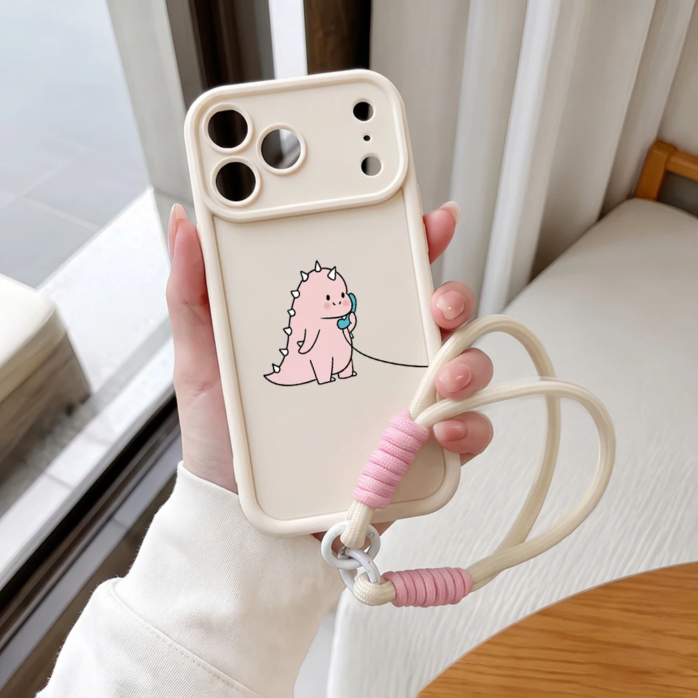 Rosa Dinosaurier-Lanyard-Handyhülle für Samsung Galaxy Note 20 S25 S26 Plus S24 S23 FE S24 S25 S23 Ultra A57 A55 5G Silikonhülle – Detail 3