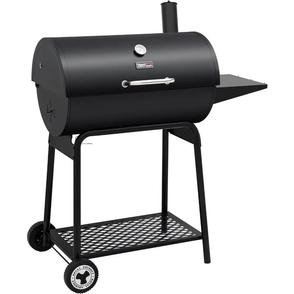 CC1830 30 Barrel Charcoal Grill with Side Table, 627 Square Inches, Outdoor Backyard, Patio and Parties, Black