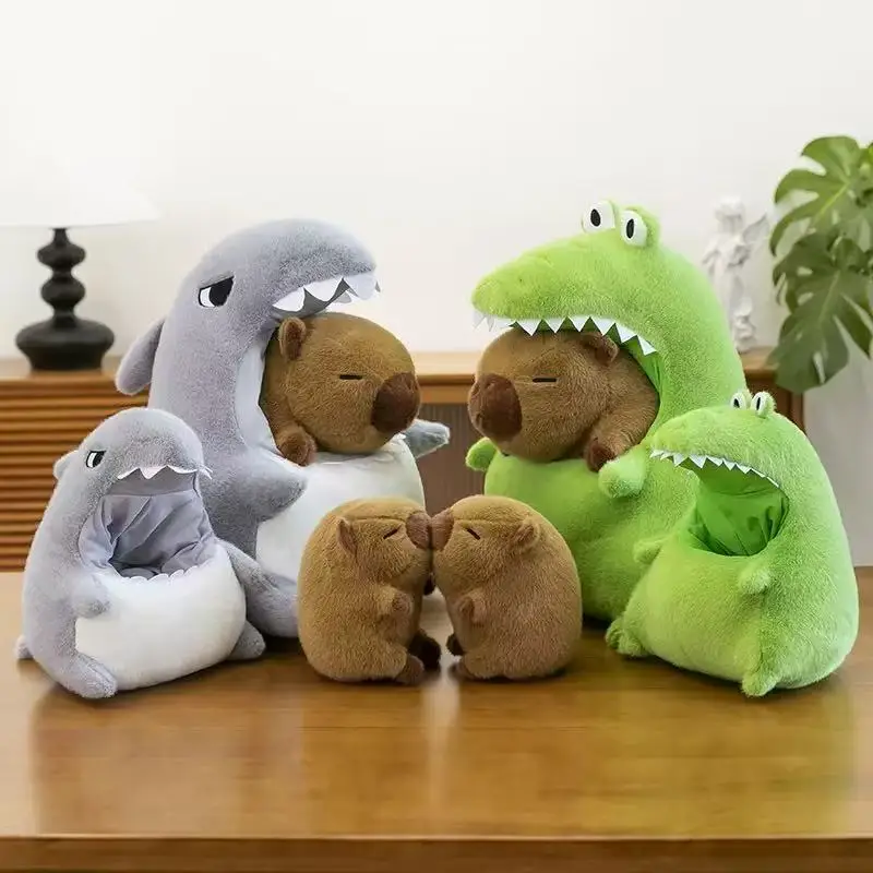 Cute Crocodile Shark Capybara Peripheral Plush Doll Capibara Plush Doll Giant Kawaii Stuffed Animal Doll Kids Birthday Gift Toys