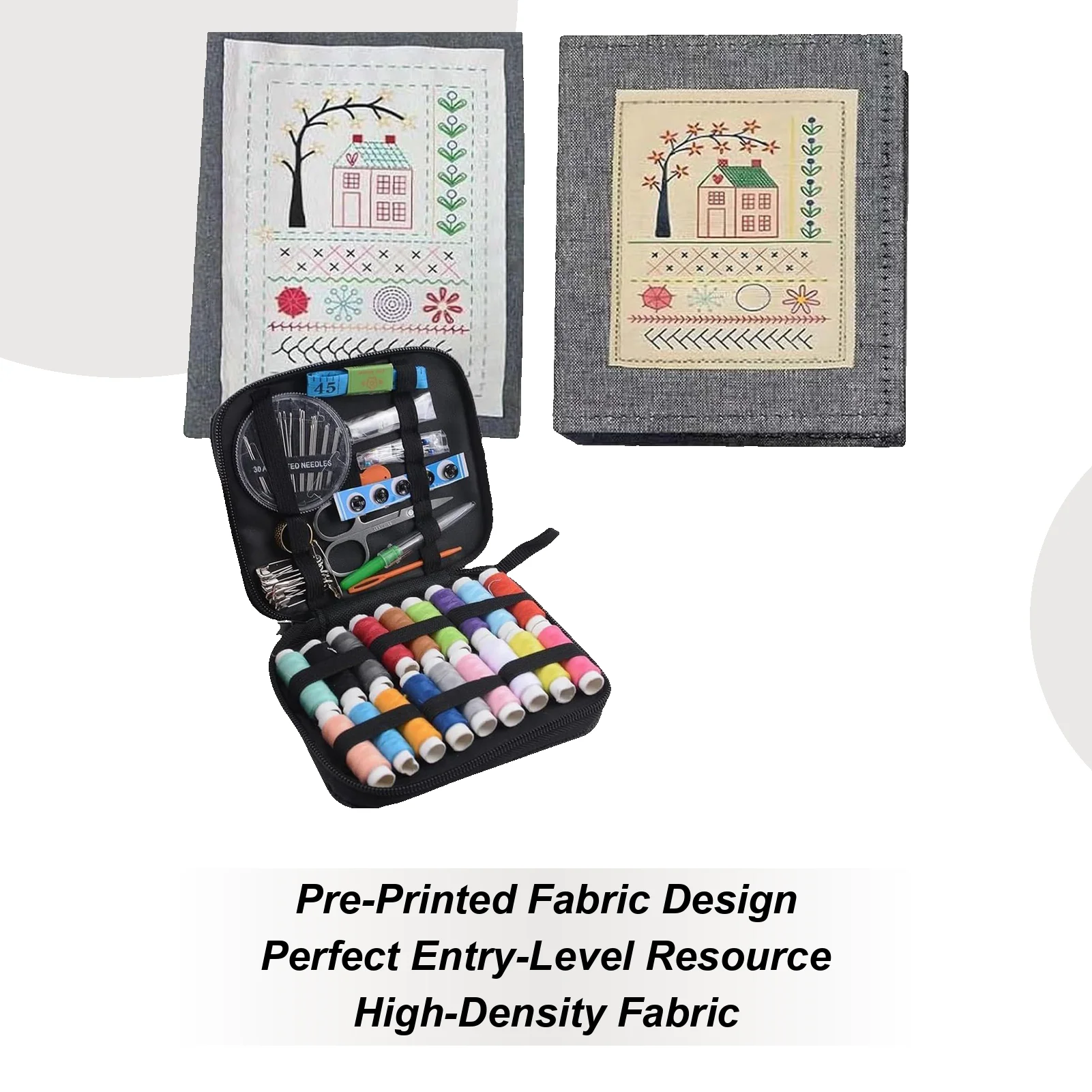 

Embroidery Stitching Book Set, DIY Linen Fabric Stitching Book with Step-by-Step Tutorials, Sewing Tool Kit, 106 Unique Stitches