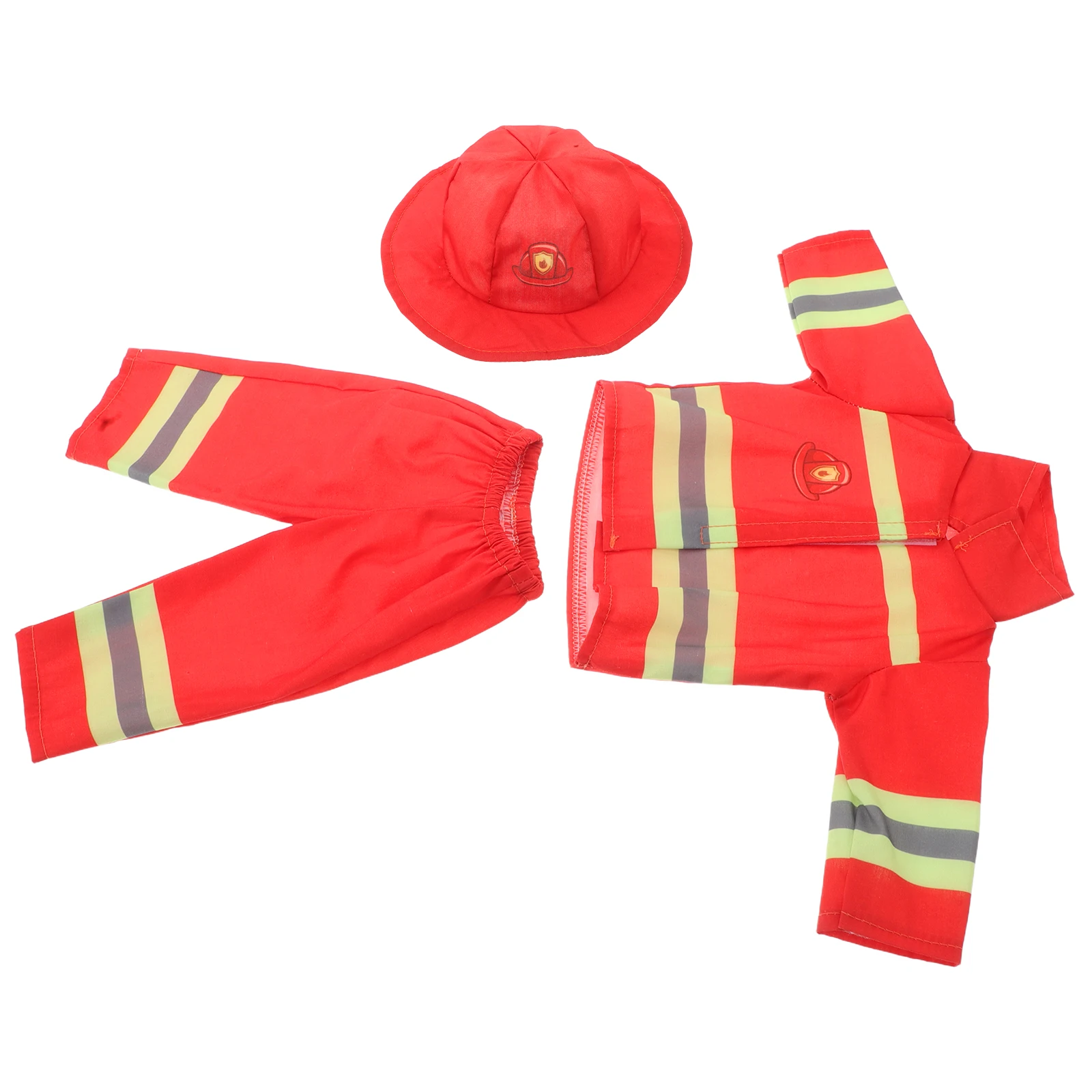 

1 set Firefighter Costume Clothes 43cm 18 Inch Girls Fireman Outfit Role Play Career Suit Accessories Halloween Polyester