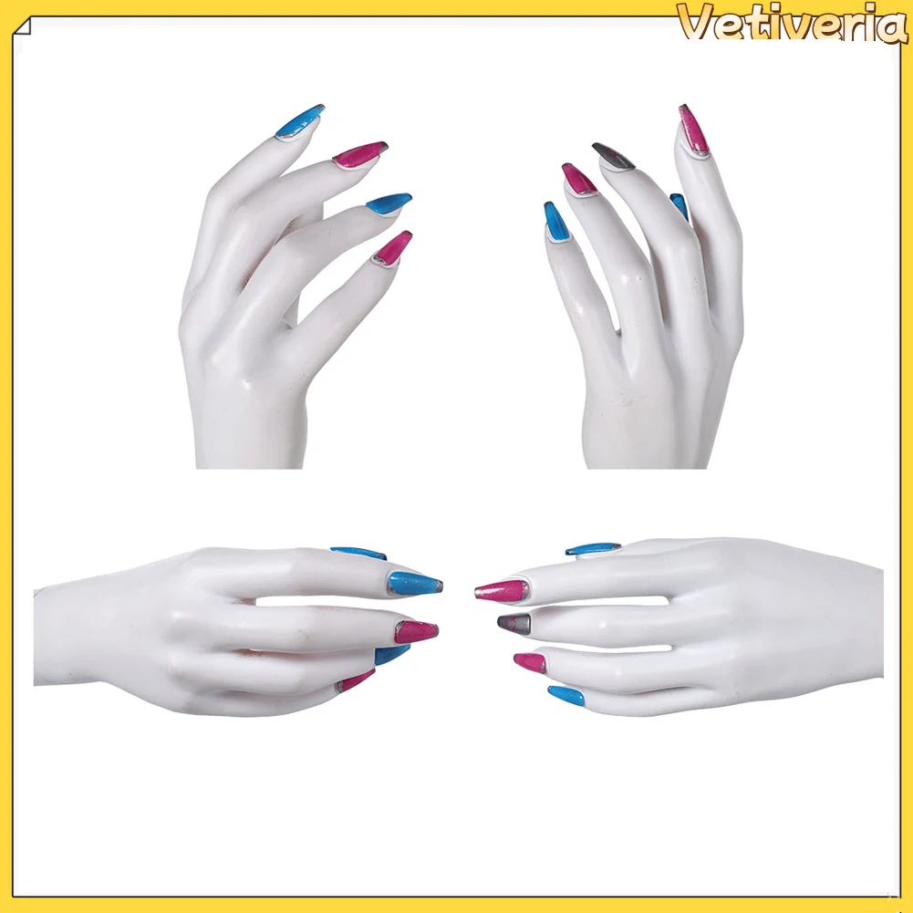 Halloween Jinx Nail Art Cosplay Game LOL Arcane Costume Women Roleplay Female Girls Fancy Dress Up Disguise Carnival Accessories