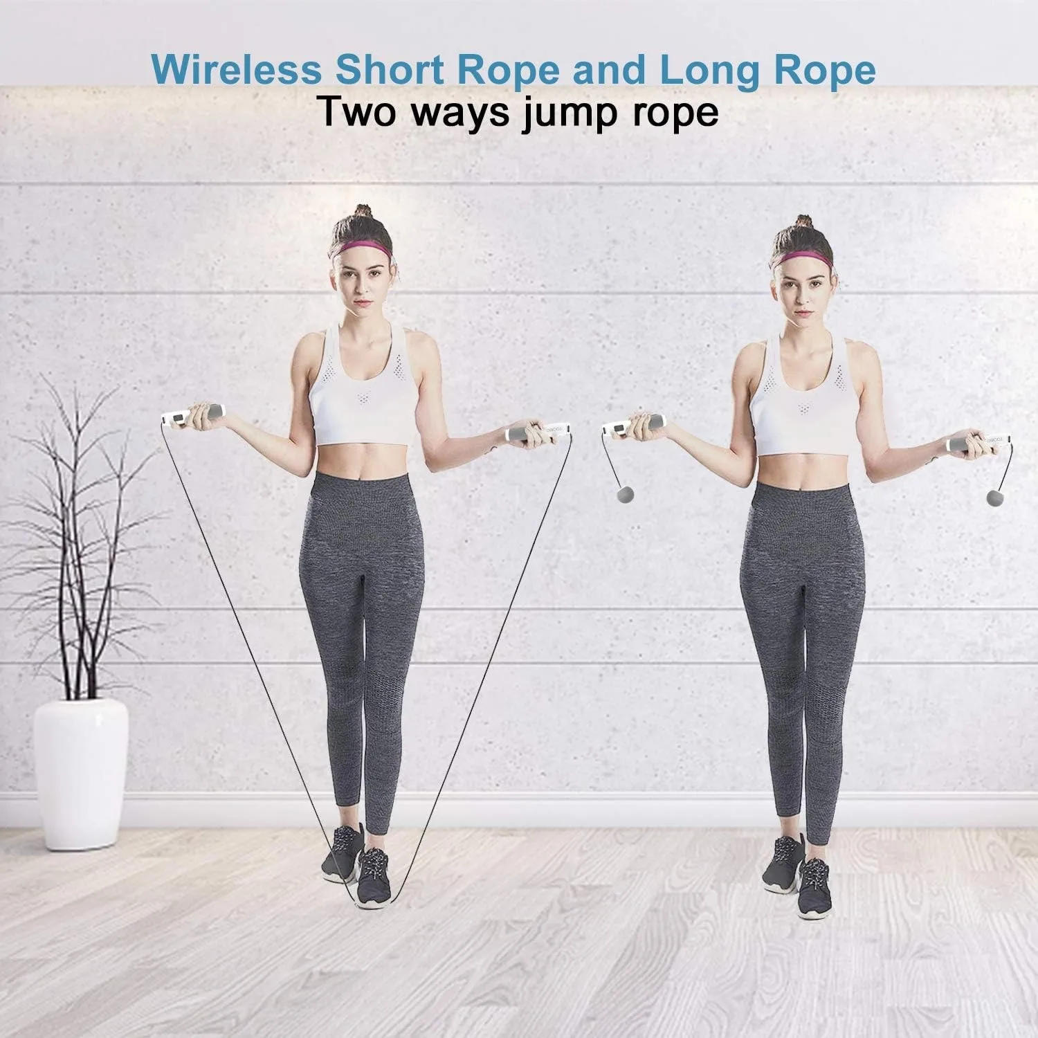 Jump Rope, Weighted Jump Rope for Fitness, Skipping Rope with Counter - Heavy Handles, Adjustable Length - Cordless Jumping Rope