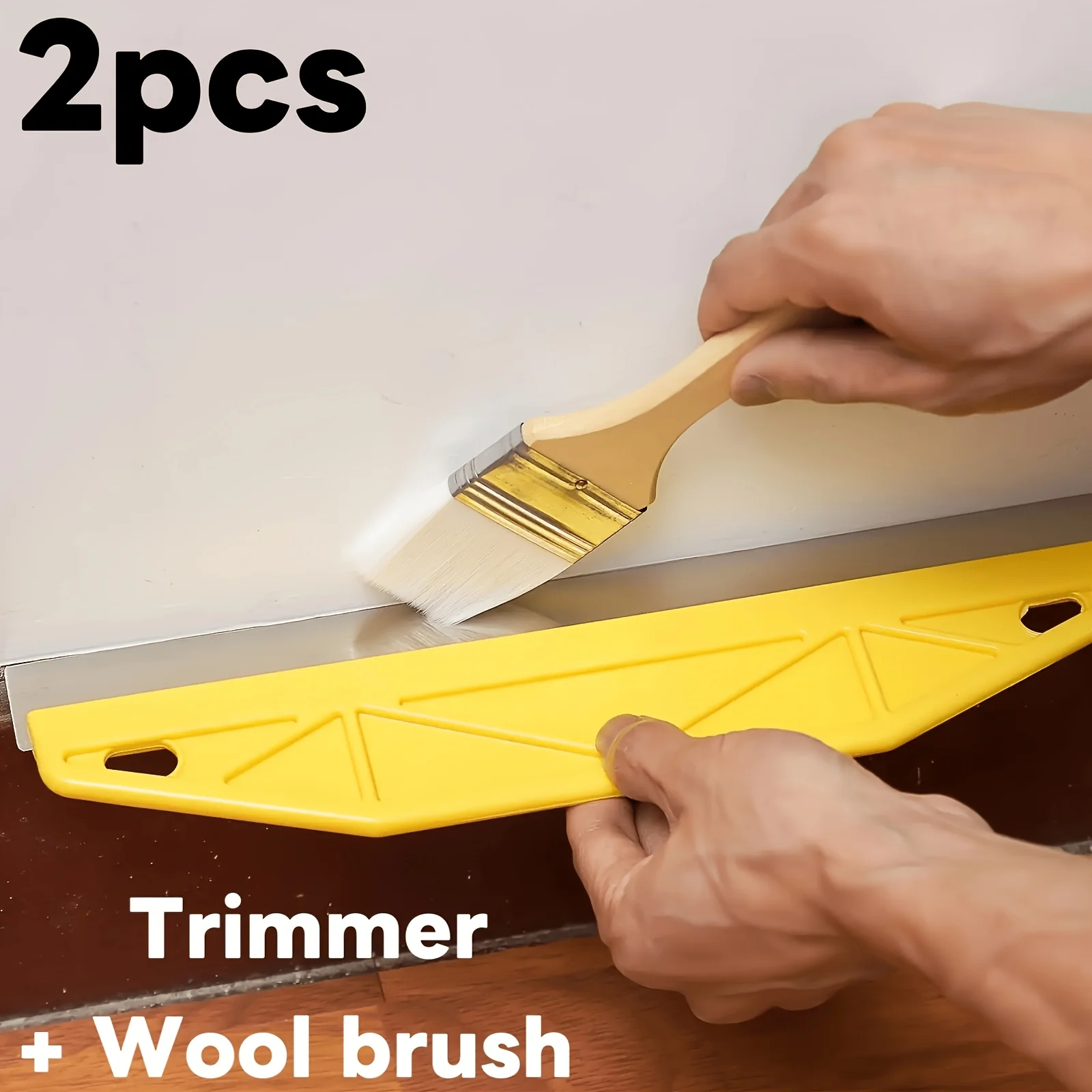 2pcs Professional Heavy Duty Paint Trimmer & Brush Set - Durable Plastic/metal Wall Trimming Tool for Precision Trimming