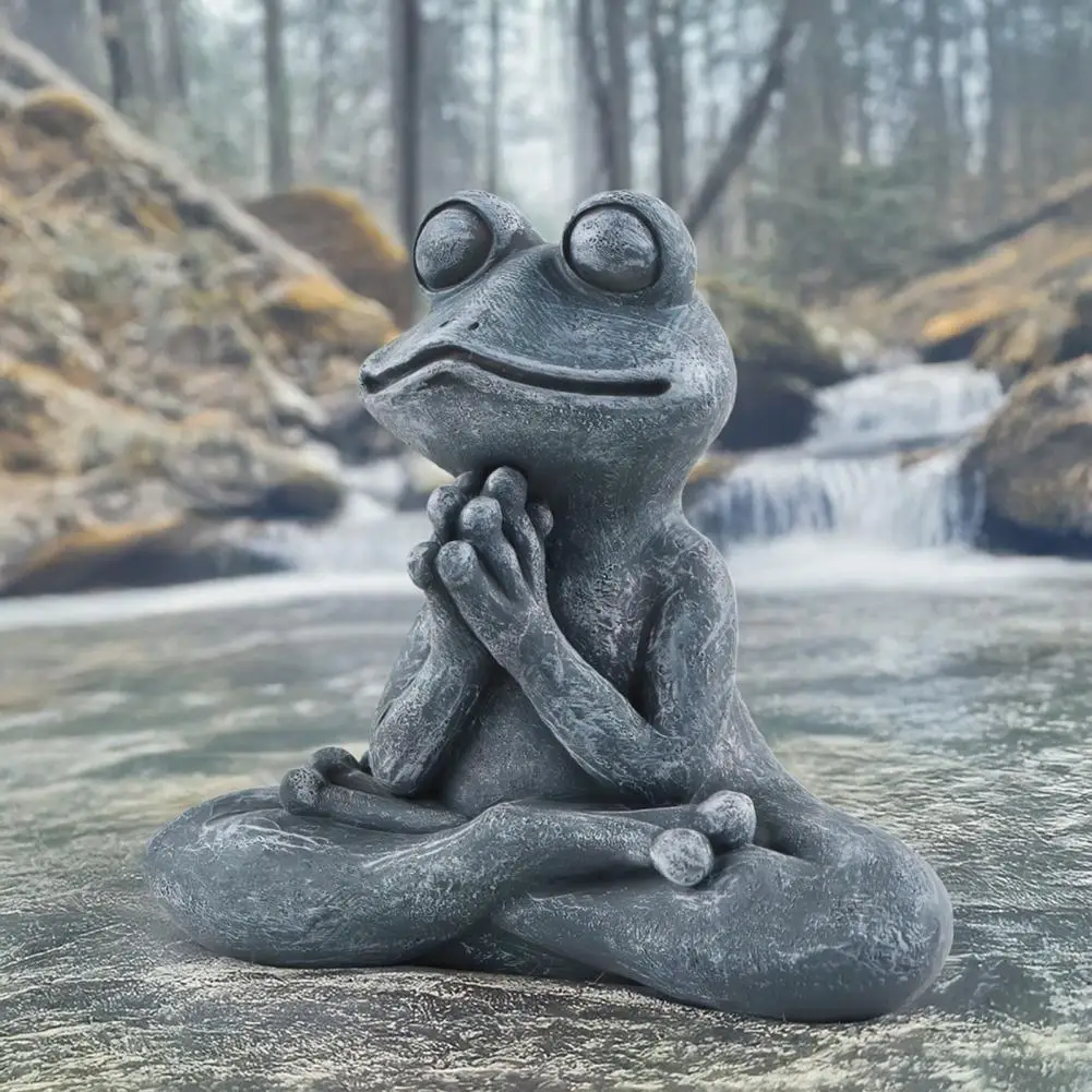 Meditating Frog Statue Resin Sit In Meditation Frog Figurine Zen Garden Buddha Frog Sculpture For Home Indoor Outdoor Decor