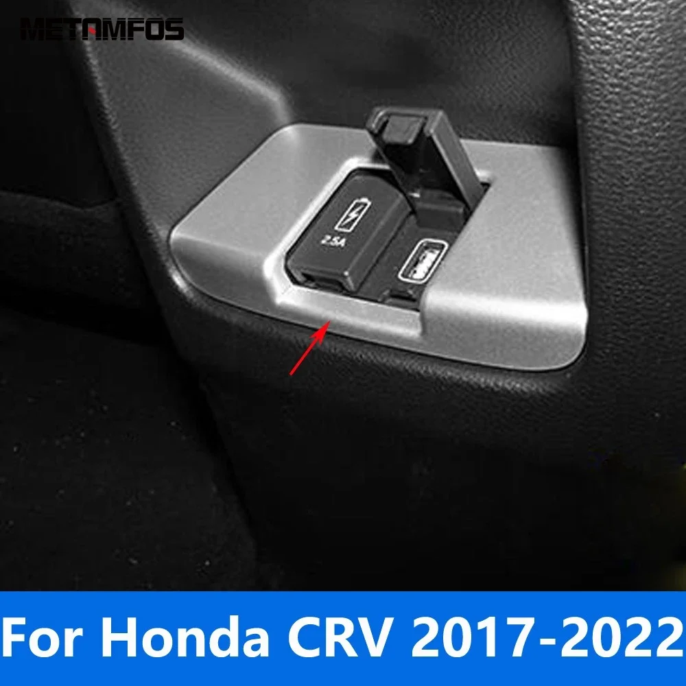 For Honda CR-V CRV 2017-2020 2021 2022 Carbon Fiber Armrest Rear USB Charge Port Panel Trim Cigar Lighter Cover Trim Accessories