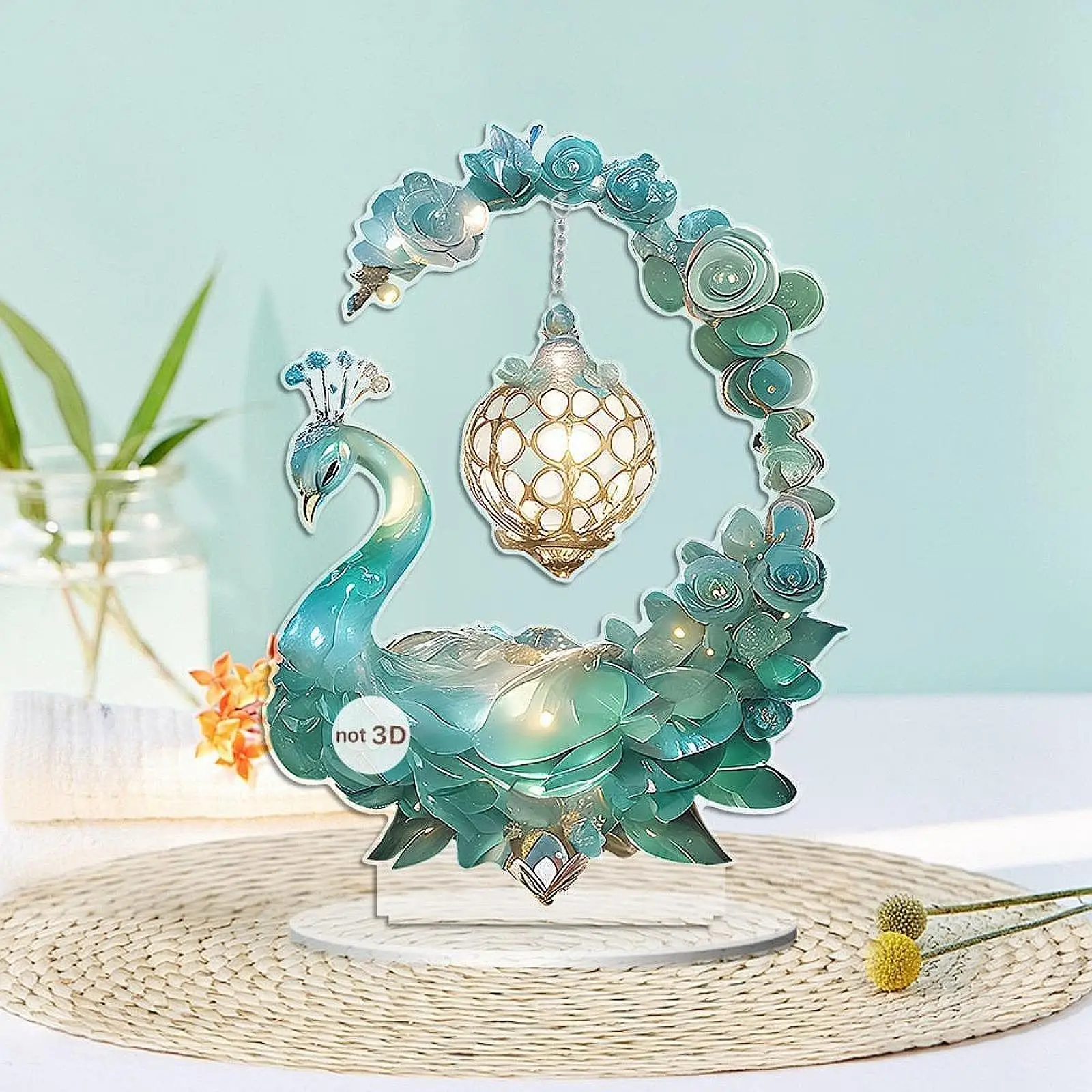 Acrylic Peacock Table Ornament Acrylic Desktop Ornament for Bookshelf Hotel