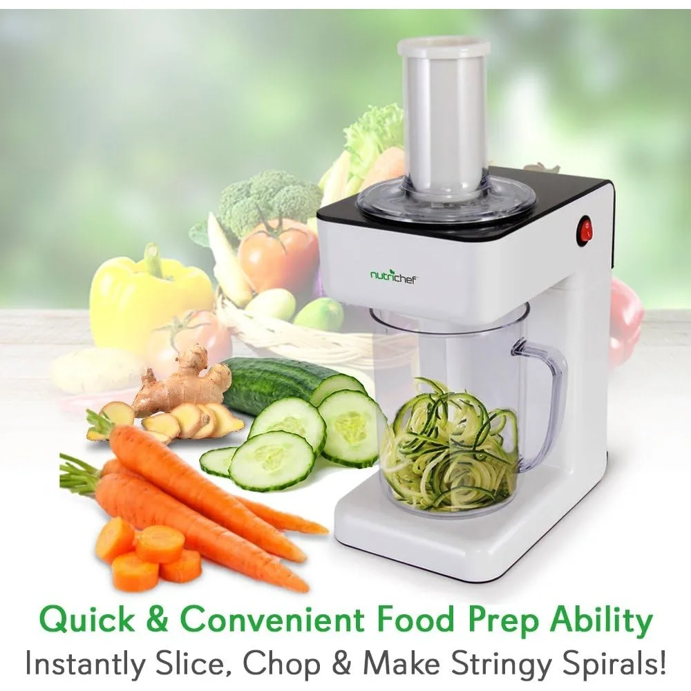 Electric Food Chopper Zoodle Maker 3-in-1 Vegetable Processor, Fruit Cutter, Spiral Shredder Machine, Veggie Spaghetti