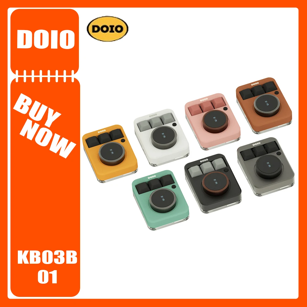 DOIO KB03B-01 Mechanical Keyboard Wireless 3 Keys Designer OLED Screen Customize Knob Hot Swap Mini Keyboard Rgb QMK VIA Office