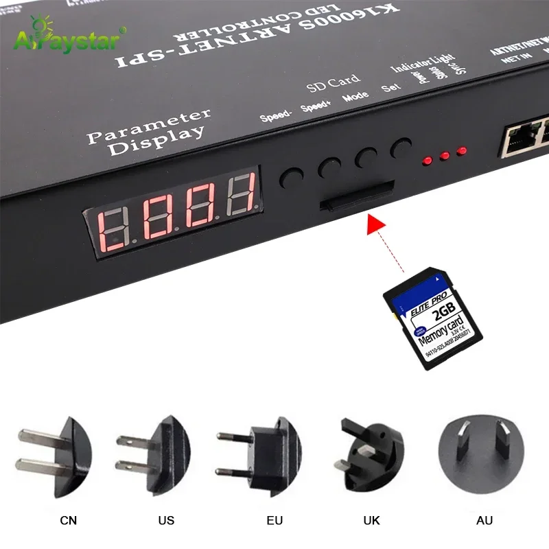 2025K16 Artnet LED Controller 16 Channels SPI RGB IC PIXEL Programmable LED Controller with SD Card for Club and KTV