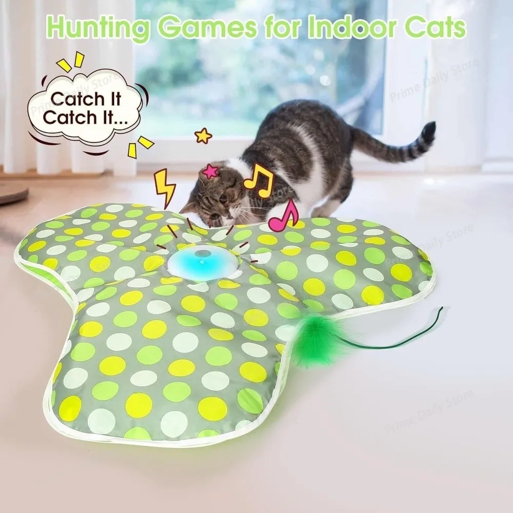 Smart Hide and Seek Cat Toy Electric Thermal Sensing Cat Catch Cover Squeaky Touch Activated Feather Teaser Wand