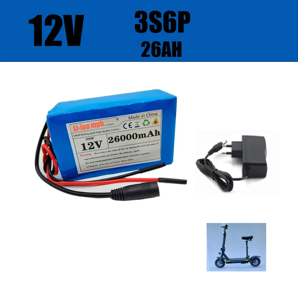 

12V 3S6P26000mAh 18650 Battery recargable iones litio Real de gran capacidad con cargador BMS inteligente incorporado DC12.6V