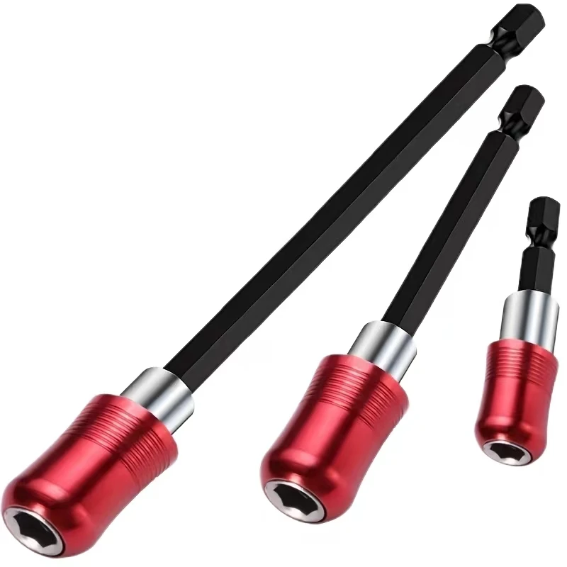 

Drill Bit Extension, Quick Release Magnetic Drill Bit Holder Tool Kit with 1/4” Hex Shank Compatible Suitable Self 3 Sizes Optio
