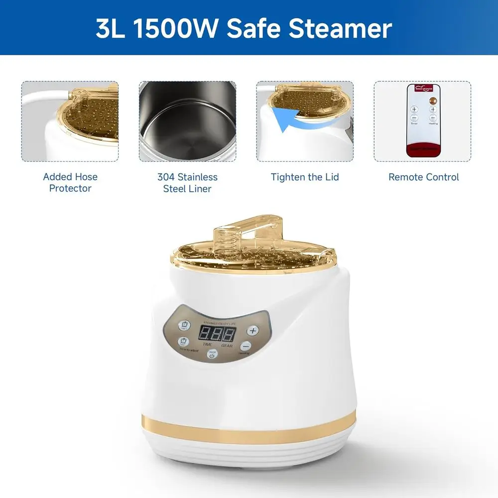 Zusammenklappbares persönliches Dampfsaunazelt mit 3 l 1500 W Generator, Fernbedienung, 9 Heizstufen, 90-Minuten-Timer, Schwarz