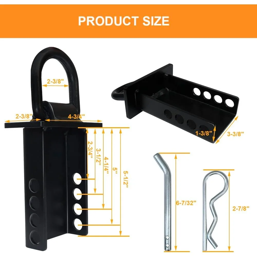 4PCS 16200lbs D Ring Tie Downs for Trucks and Trailers with Standard 2" x 4" Stake Pockets