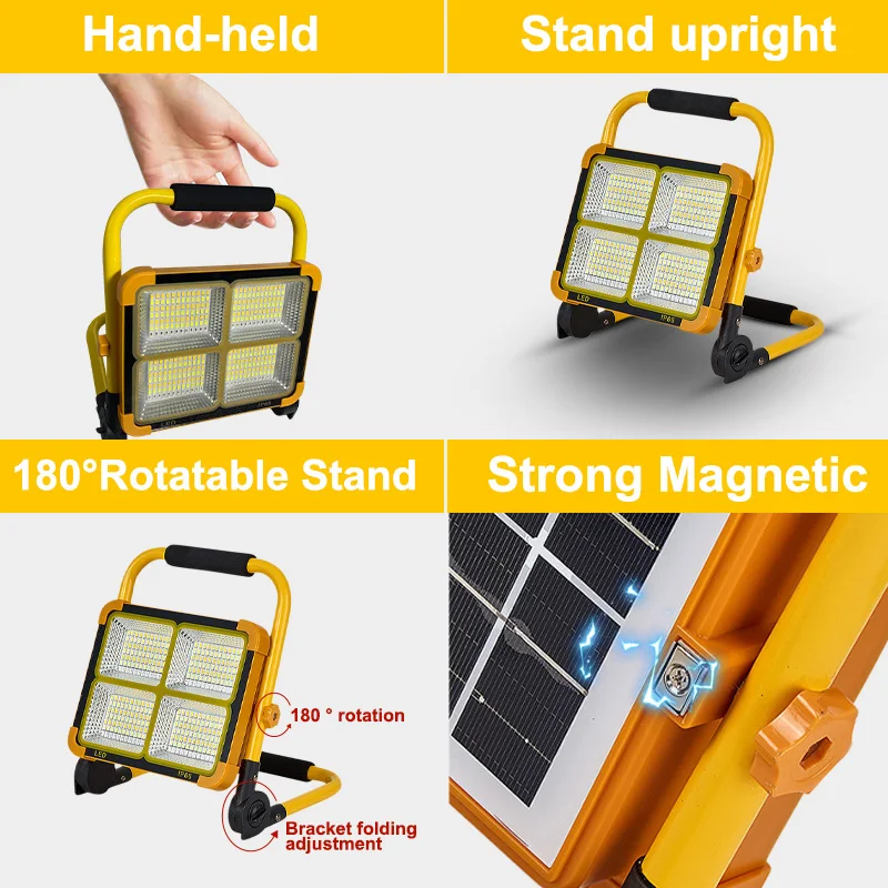 2000w solar Flood Light Outdoor Portable LED Reflector Spotlight Rechargeable Projector Floodlight Construction solar light