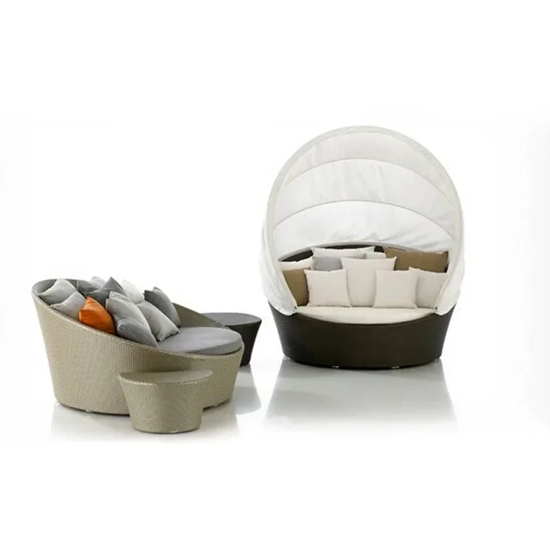 

JC уличная высококачественная большая круглая кровать, уличная кровать для отдыха, двор, балкон, кресло, имитация ротанга, пляжная кровать из ротанга, солнечная кровать