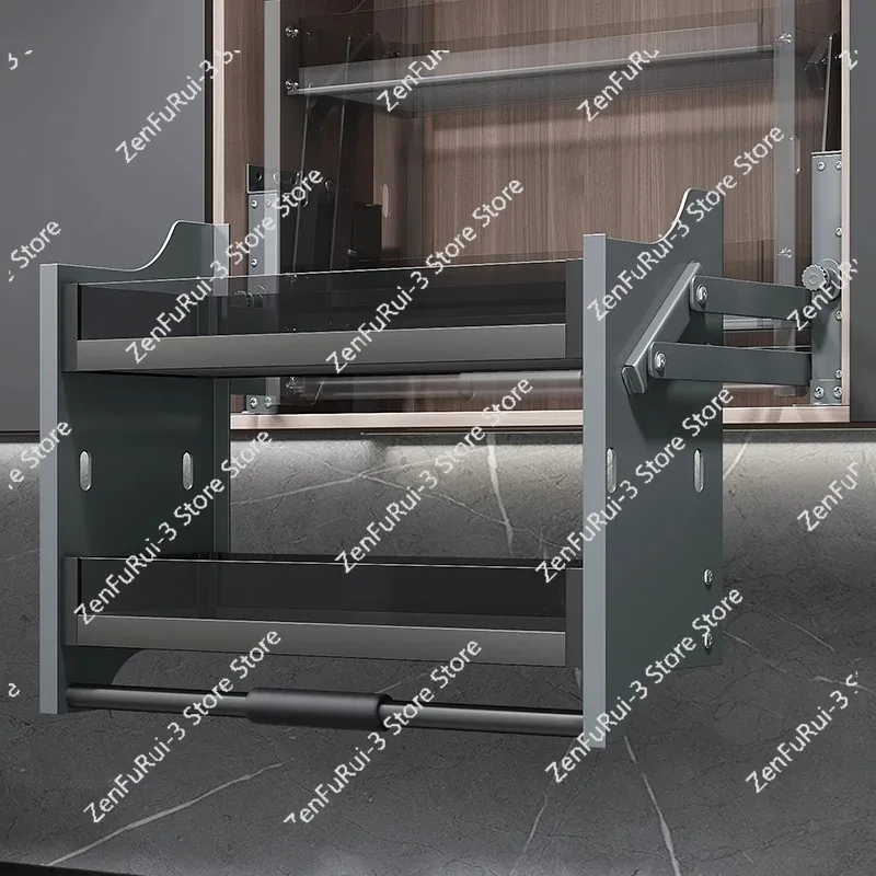 HNOSS Metal Kitchen Cabinet Pull Down Basket Shelf Lift up Dish Rack Lifting Baskets for Kitchen