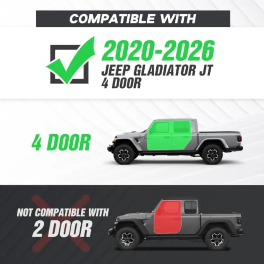 Running Boards for 2020-2026 Jeep Gladiator JT 4-Dr, Aluminum, Black, Heavy-Duty Non-Slip Surface