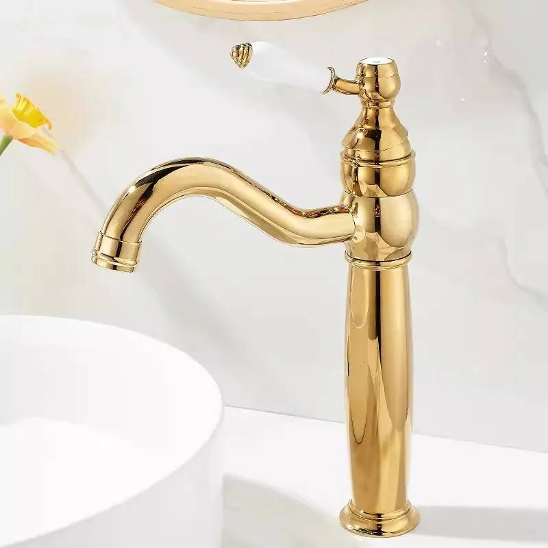 

Tuqiu Gold Torneiras Bathroom Faucet Basin Faucet Sink Faucet Single Handle Hole Faucet Basin Taps Hot Cold Mixer Tap Crane