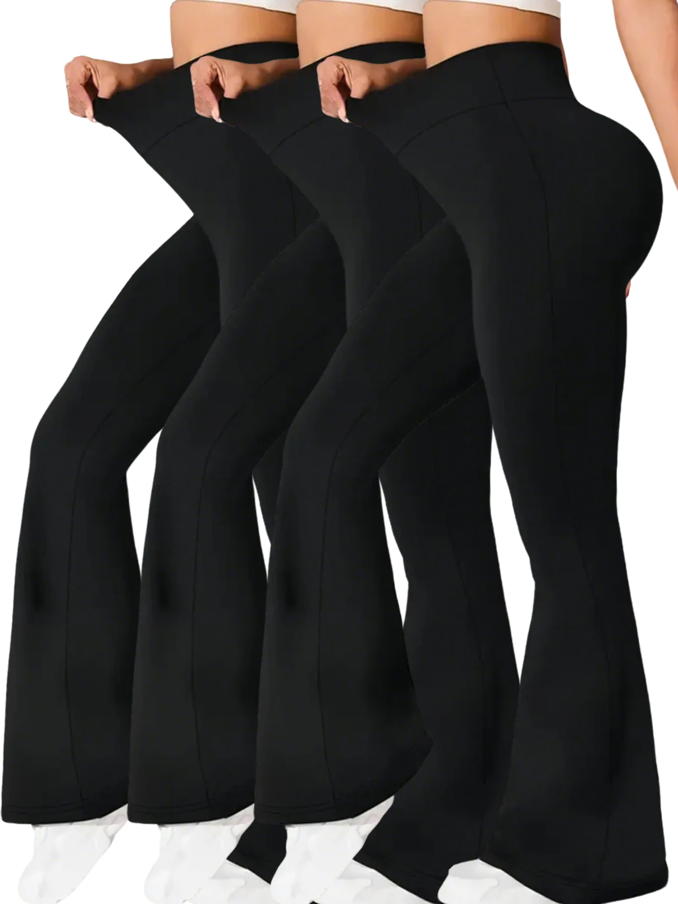 

3 Pack Women's Super Soft Flare Pants High Waisted Tummy Control Workout Yoga Push Up Gym Fitness Long Leggings Bell Bottoms