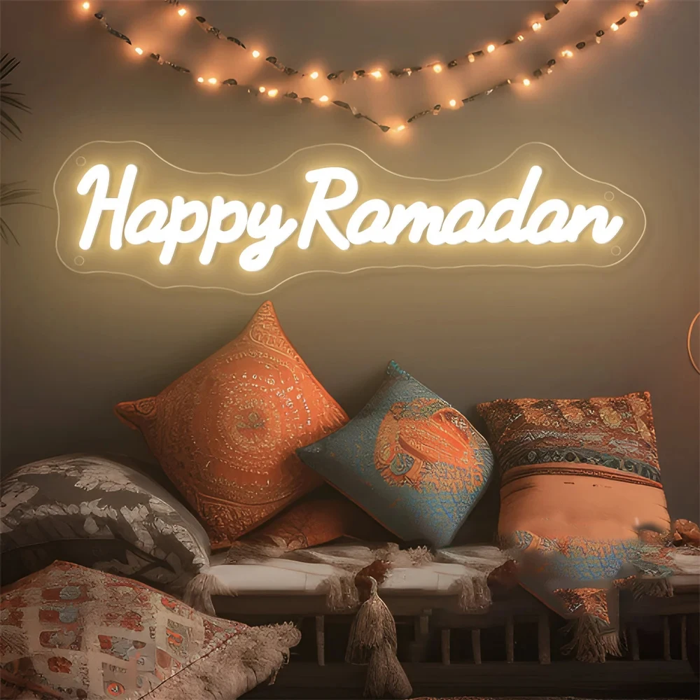 2025 Ramadan Neon Sign Eid Mubarak LED Neon Signs Ramadan Decorations Neon Lights for Party Room Wall Decoration Lights
