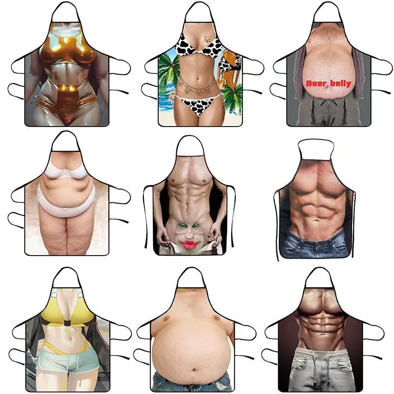 Funny Grilling Apron for BBQ Kitchen Cooking Pottery Apron for Cooking Baking - Durable Grilling Aprons 80*60CM