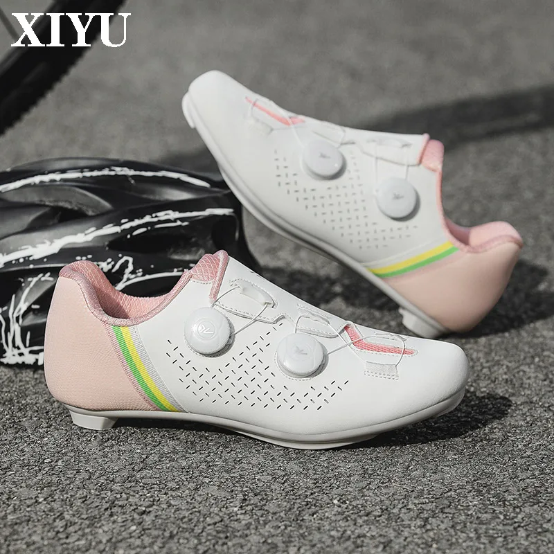 

XIYU Hot-selling Cycling Shoes Pink Double Rotating Buckle Couple Outdoor Road Self-locking Non-slip Mountain Bike Cycling Shoes