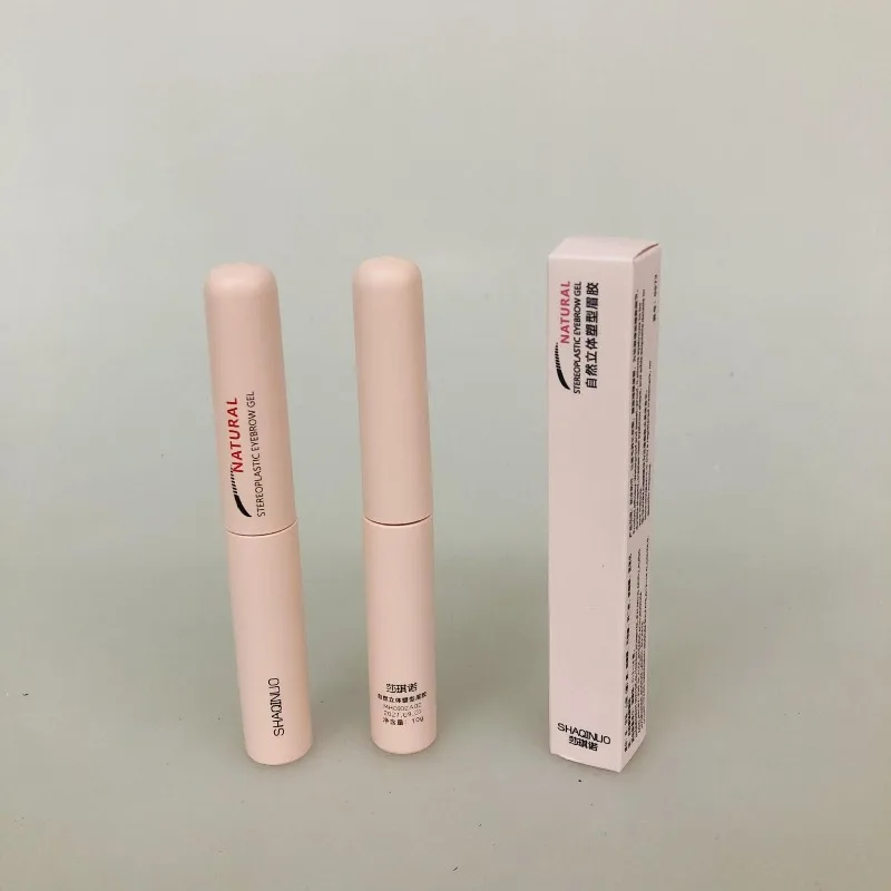 Gel de sobrancelha 3D transparente 2 em 1 de ponta dupla com efeito de laminação de penas naturais Spoolie à prova d'água para segurar todo o dia para sobrancelhas selvagens