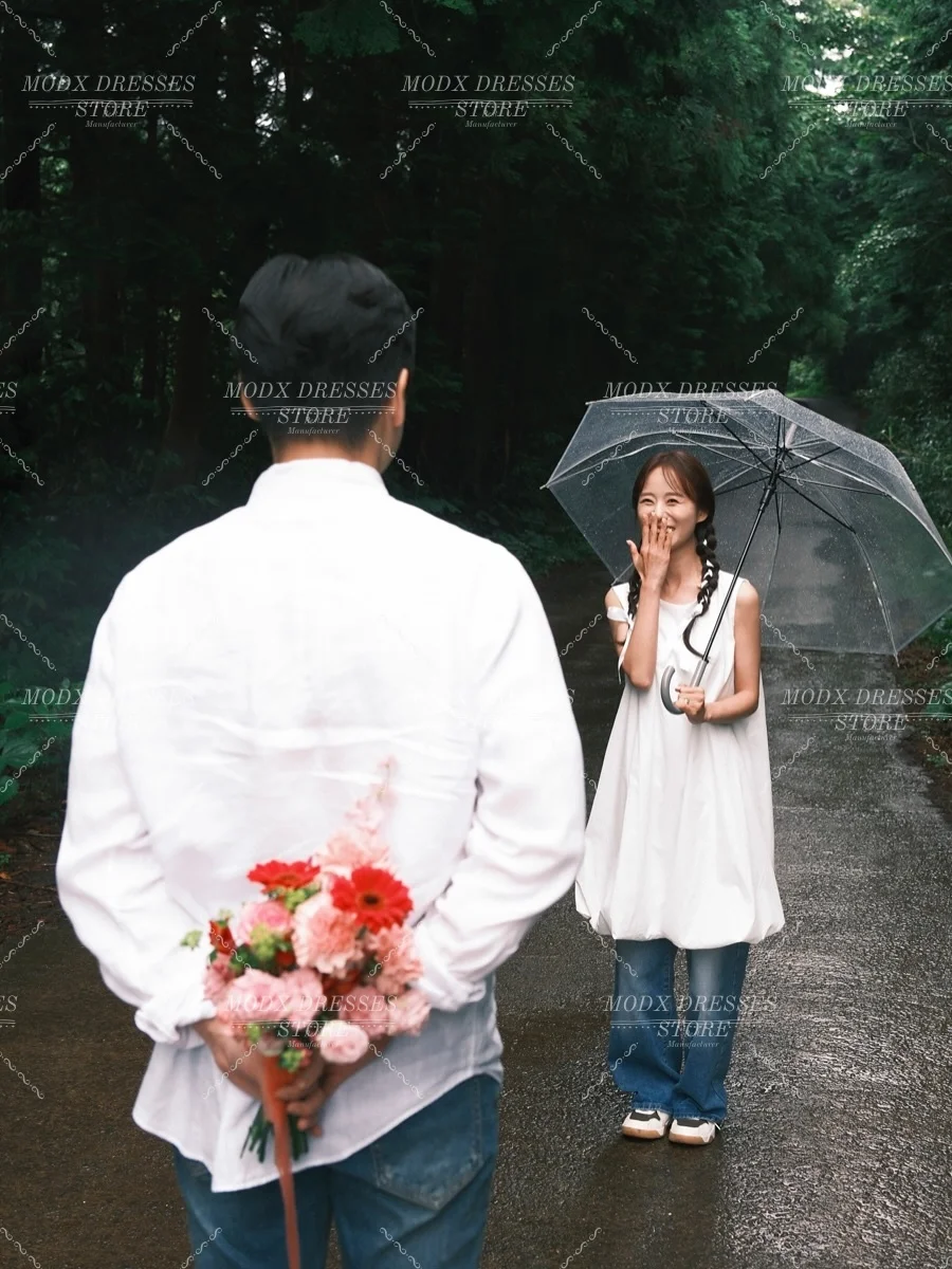 MODX Simple O-Neck Mini Korean Wedding Dress Sleeveless Bridal Gown for Photo shoots Vestidos Novias Boda Women Customized