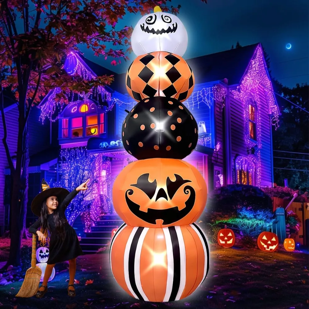 

Giant Halloween Pumpkin Pile Decoration, Built-in LED Lighting Explosion Decoration, 10 Foot