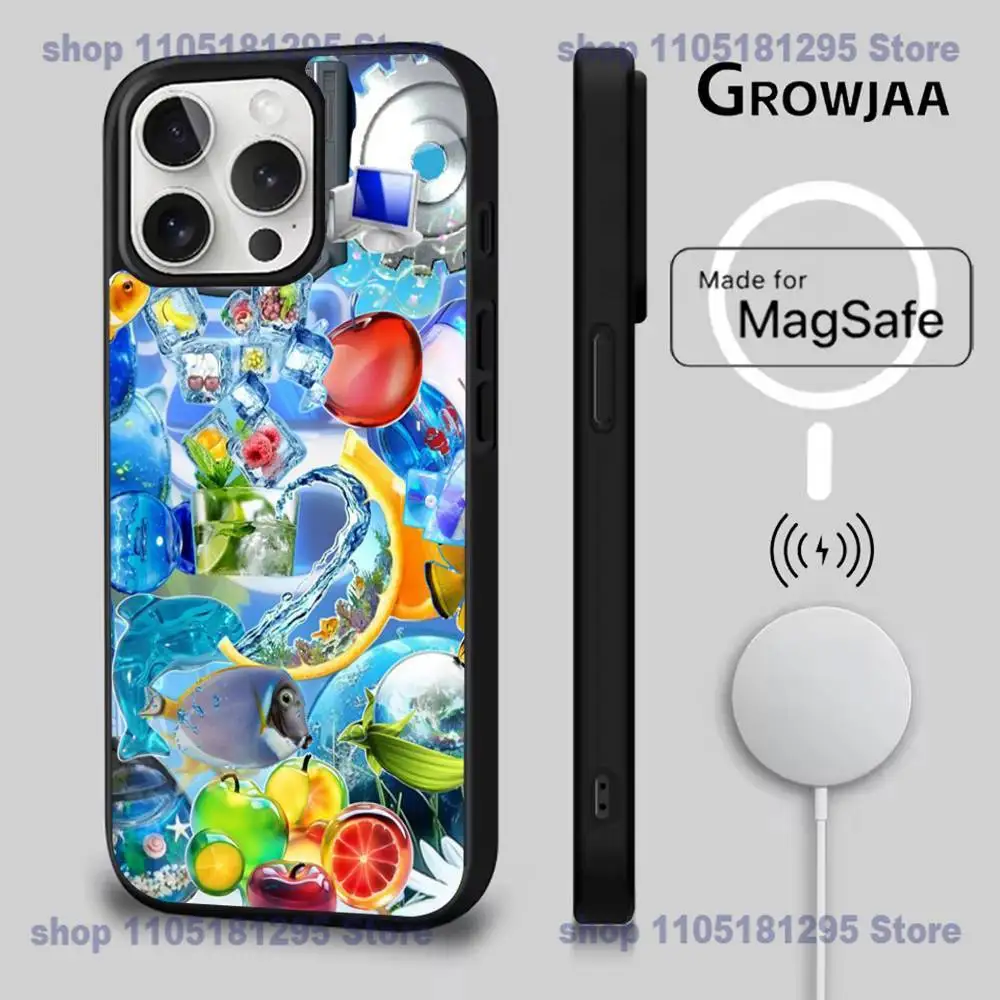 Funda de teléfono Frutiger Aero para iPhone 17,16,15,14,13,12,11,Pro,Max,Plus,Mini,SE4,E carga inalámbrica Magsafe magnética