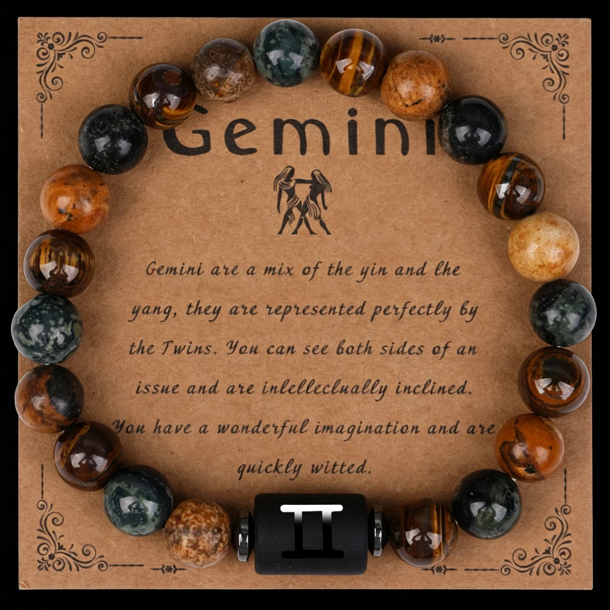 12 Sternzeichen-Armbänder aus Naturstein für Krebs, Jungfrau, Löwe, Waage - Paar- und Freundschaftsgeschenke, Schmuck-Armbänder, Pulsera Hombre – Detail 29