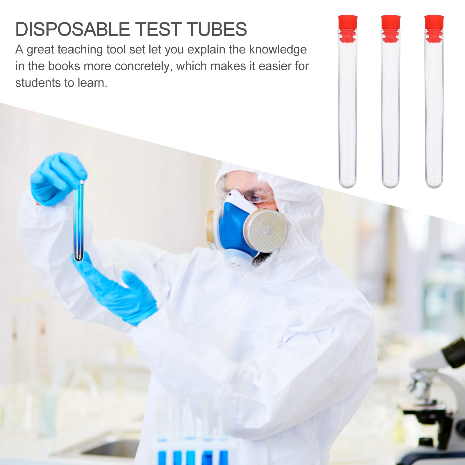 

40Pcs Scientific Test Tubes Plastic Storage Containers Portable Sealed Liquid Containers Teaching Chemistry Tools