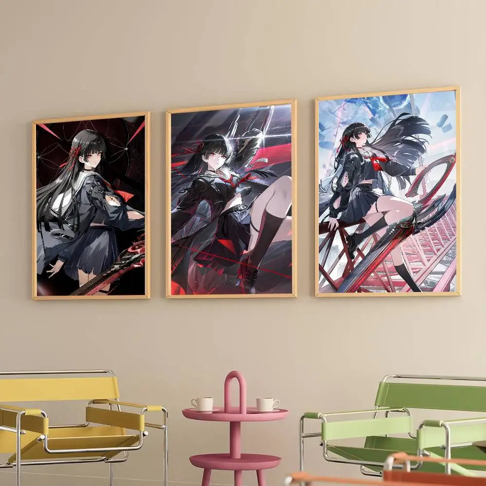 لعبة Wuthering Waves Chisa المشارك لوحات ذاتية اللصق يطبع غرفة نوم المنزل غرفة المعيشة ديكور خمر هدية #1