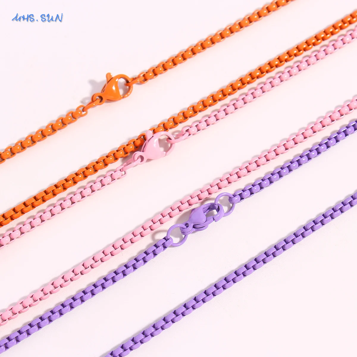 SUNSLL Classic Candy Colorful Stainless Steel Necklaces Charming 2.8MM Box Chain For Women Girl Anniversary Party Jewelry Newest