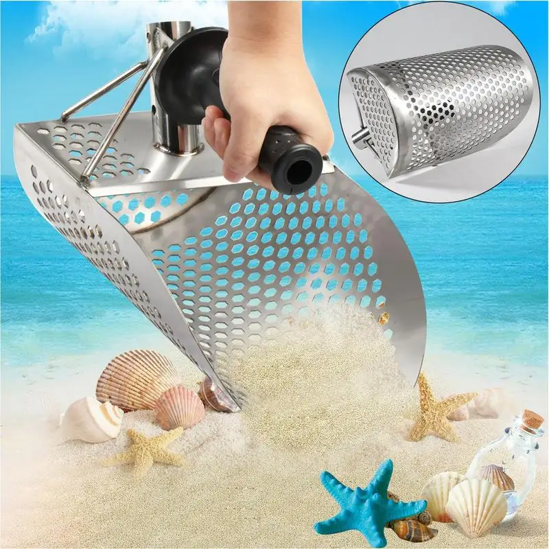 Stainless Steel Beach Sand Scoop Metal Detector Hex Shovel Sanding Sifting Shovel Treasure Detecting Tool Garden Gadgets