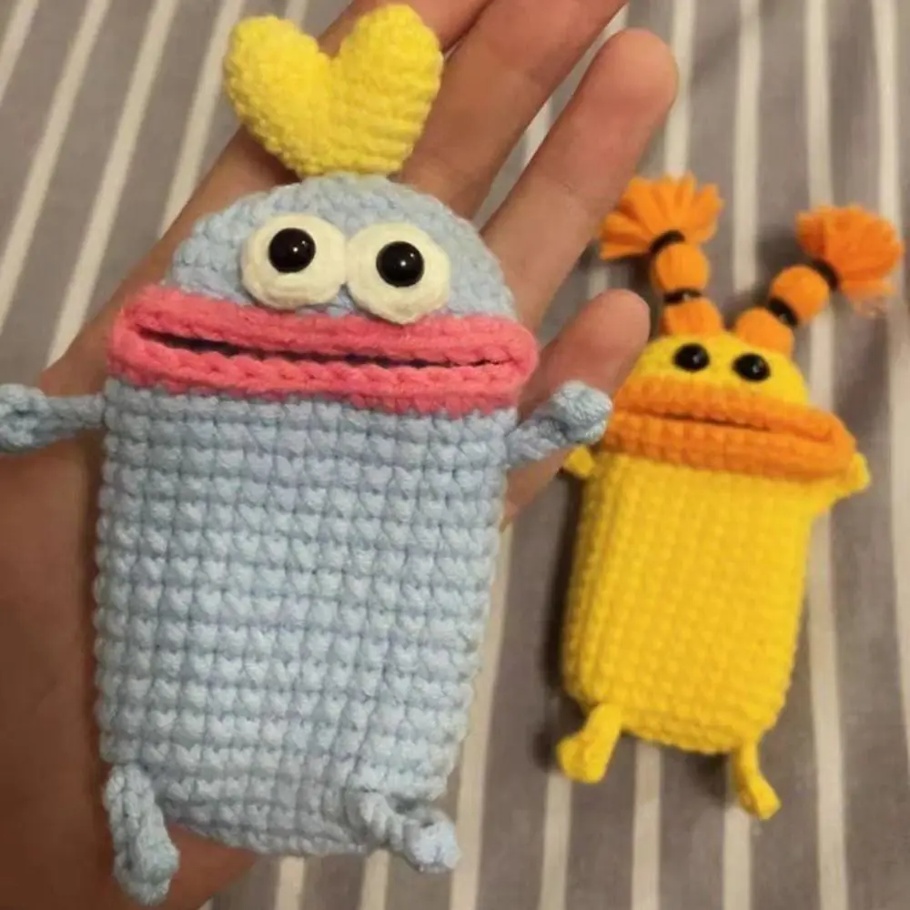 Cover Car Key Clothes Women Key Chain Knitting Key Case Sausage Mouth Key Bag Big Mouth  Key Pendant Hand Woven Wool Key Bag