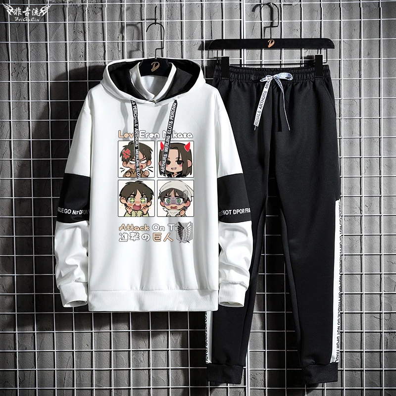 進撃の巨人-qバージョン-アニメ-スウェットパンツセット-学生ファッションコレクション-ポリエステル-長袖-秋シーズン-ユースサイズ