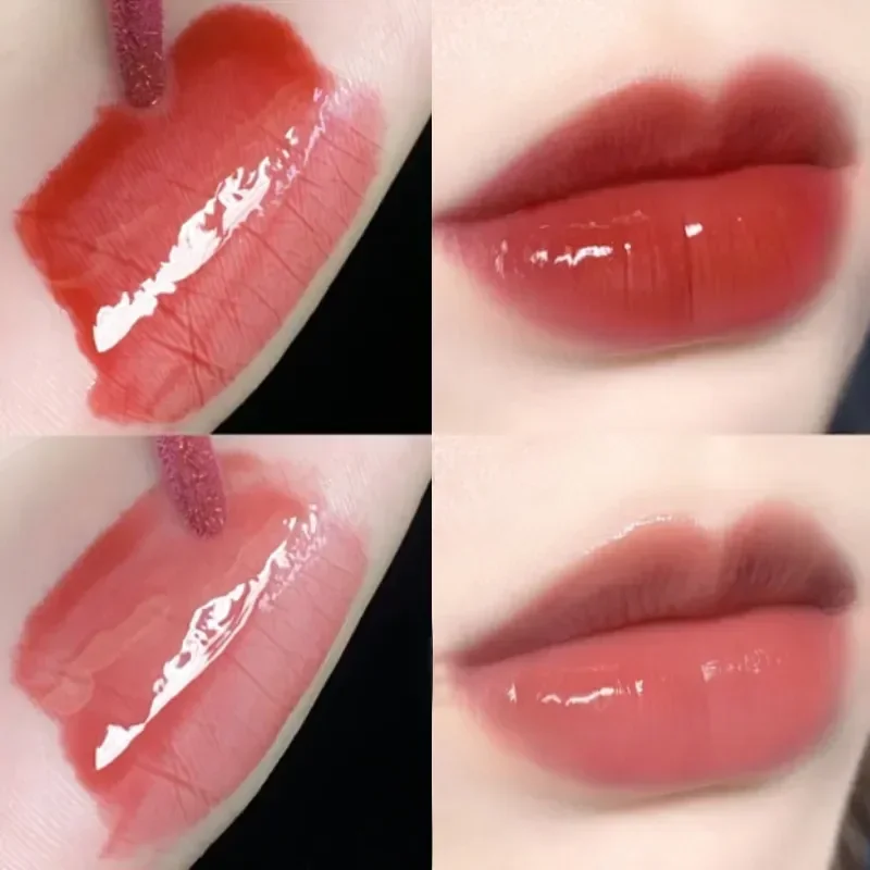 Heallor 1PC Mirror Glitter Lip Gloss Waterproof Shiny Lipstick Plumping idratante riducente le linee delle labbra balsamo per le labbra impermeabile Cos