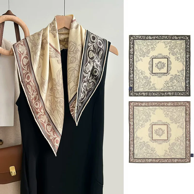 Wool Blended Scarf Large Kerchief Autumn and Winter Warm Elegant Ladies