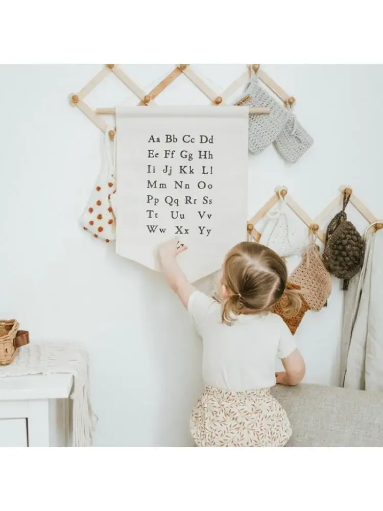 Nordic Hanging Canvas Pennant Kids Room Wall Banner Home Decoration Ornaments Baby Decorative Pendant Alphabet Wall