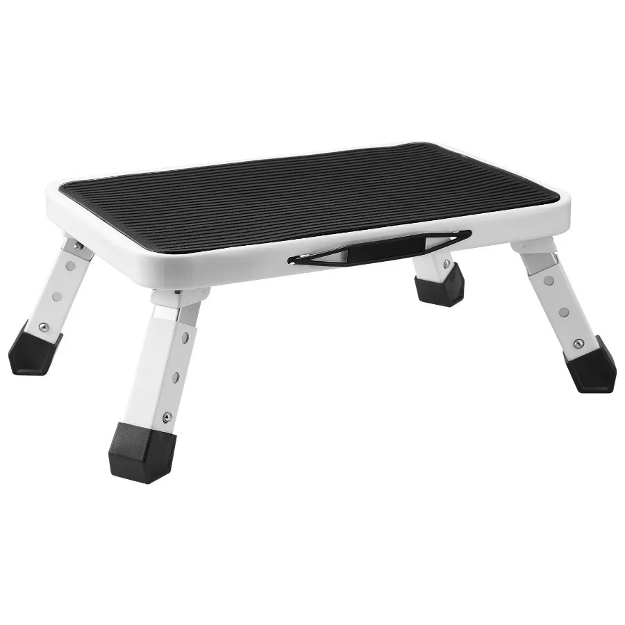 VEVOR Taburete de 1 paso, escalera de acero plegable de 330 libras de capacidad, 3 taburetes portátiles de altura ajustable para niños pequeños para adultos No