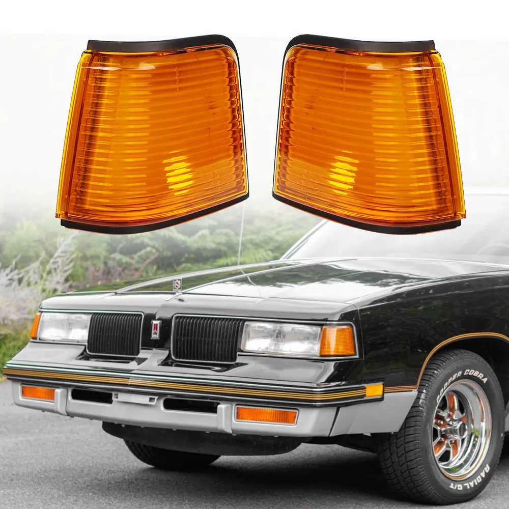 

Pair Left & Right Front Amber Marker Lights Lens Set For 1987-1988 Cutlass Supreme Calais 442 GT-350