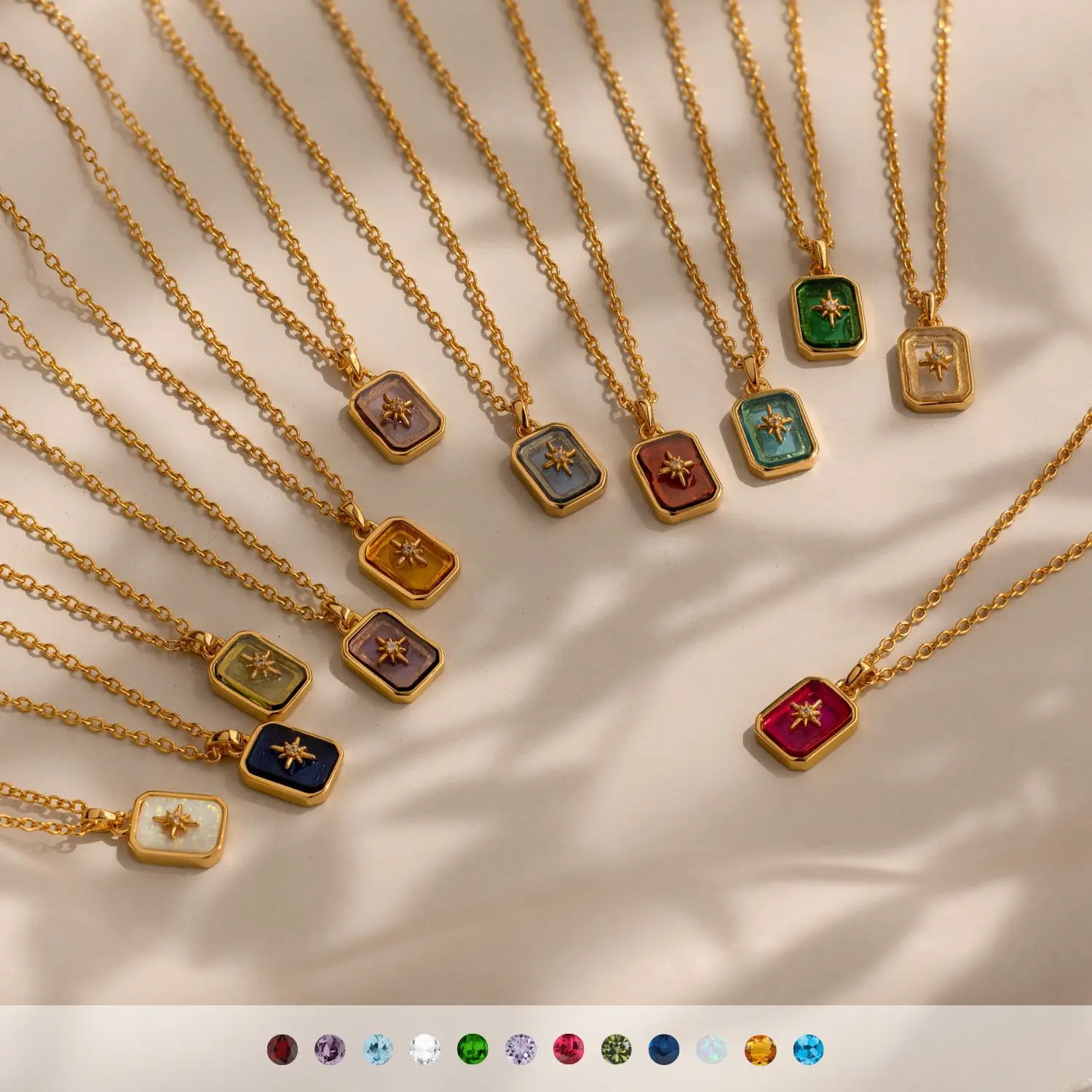 

Fashion Trend December Star Stone Jewelry Necklace Pendant Stainless Steel 18k PVD Gold-plated Water Proof Necklace