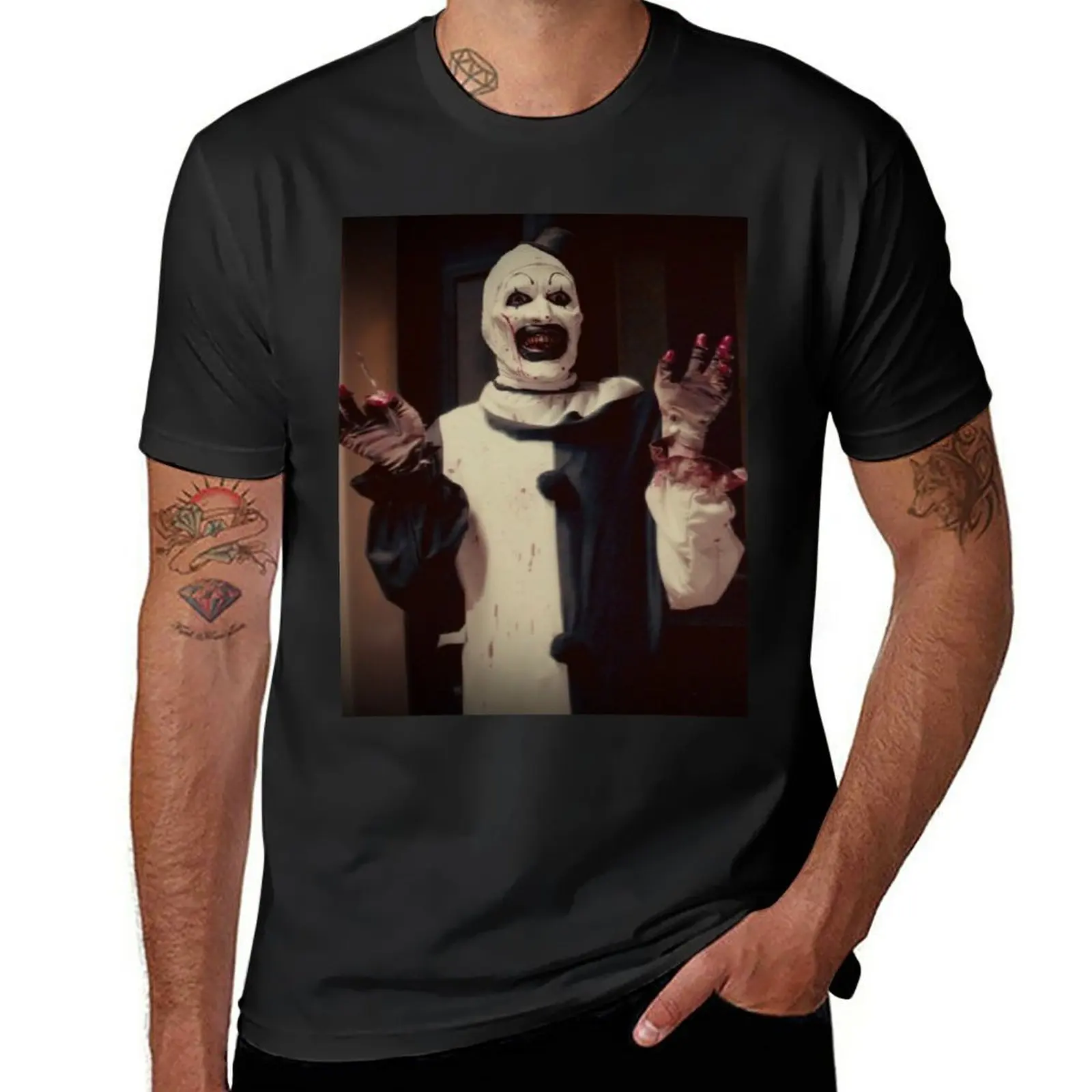 

New Terrifier movie horror art the clown T-Shirt cat shirts funny t shirts sweat shirt plain white t shirts men