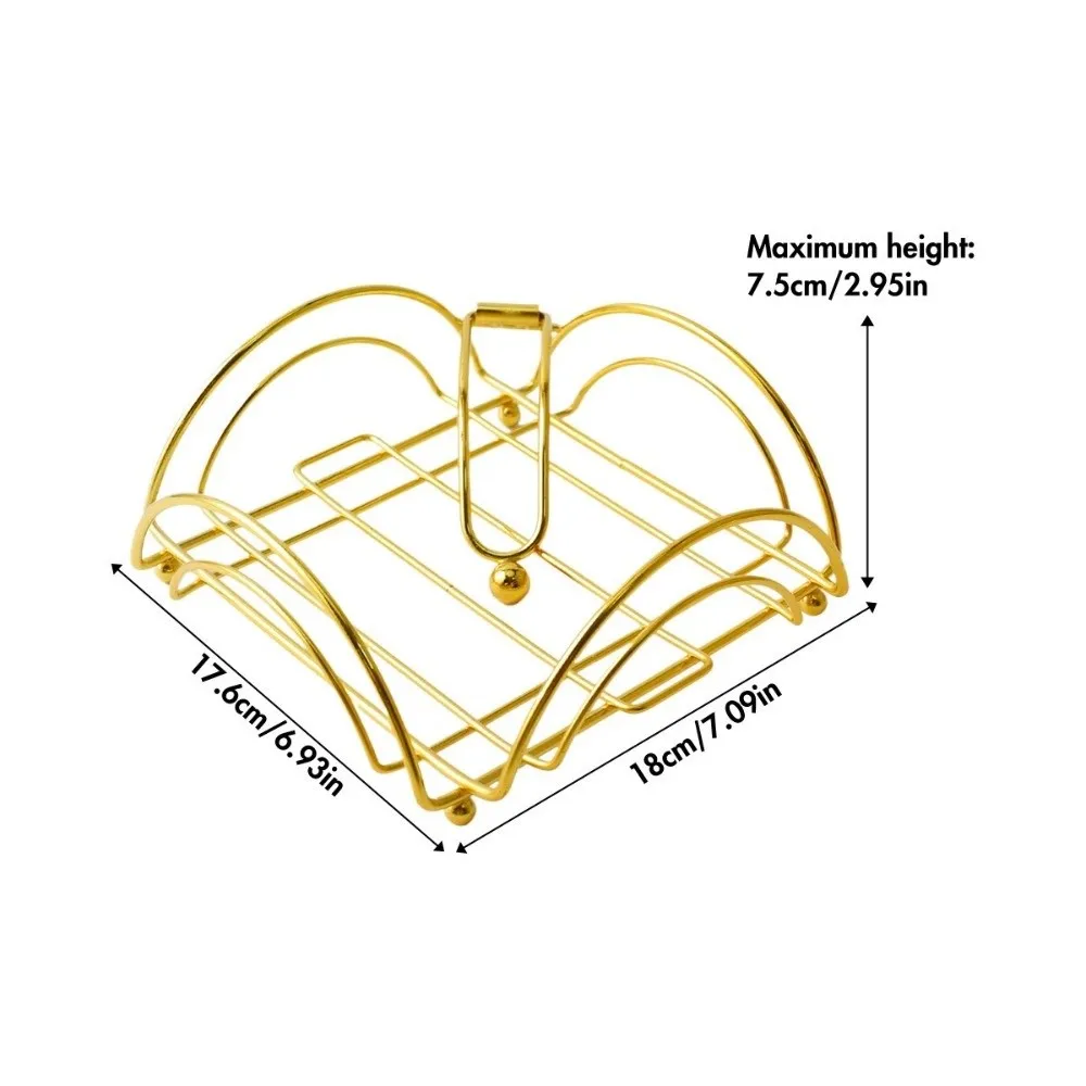Durable Metal Napkin Holder Square Decorative Holder Napkin Box with Weighted Arm Napkin Tray view 5